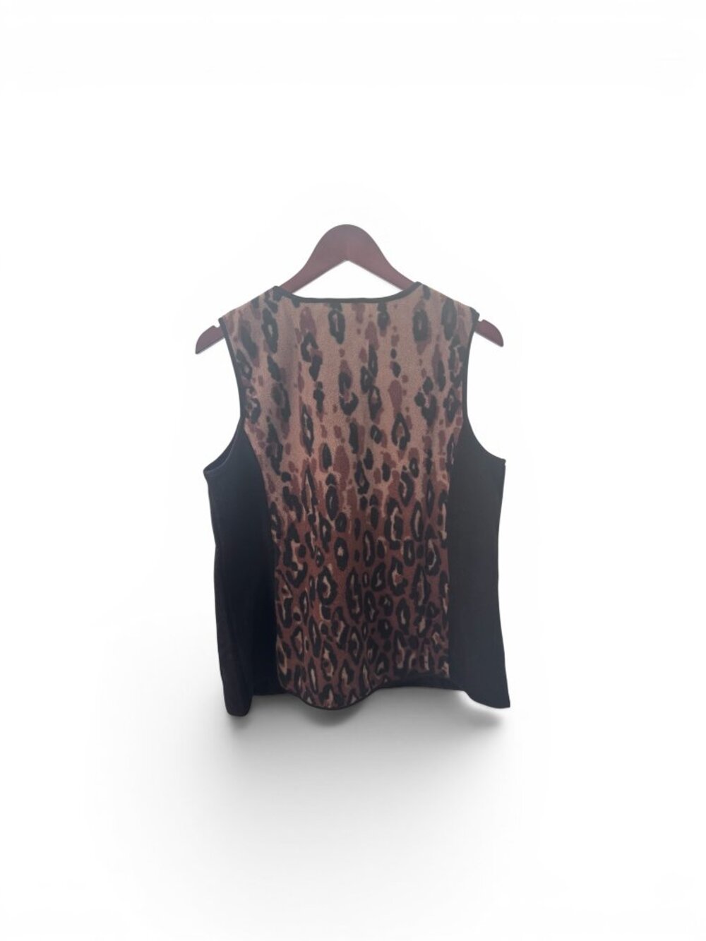 Bob Mackie Wearable Art Leopard Print Vest Women’s Medium Zip Front Animal Print - Picture 2 of 5